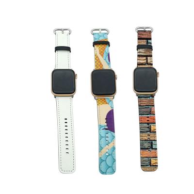 China Ideal gift for any second hand sublimation white pu leather watch band for apple watch for sale