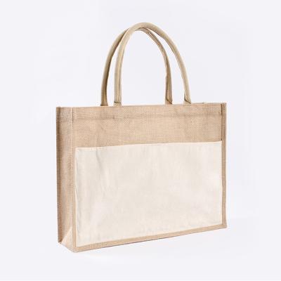 China Custom Sublimation Burlap Tote Shopping Bag New Arrivals Large Capacity Sublimation Textile Masks Shopping Burlap Tote Bag For Heat Transfer for sale