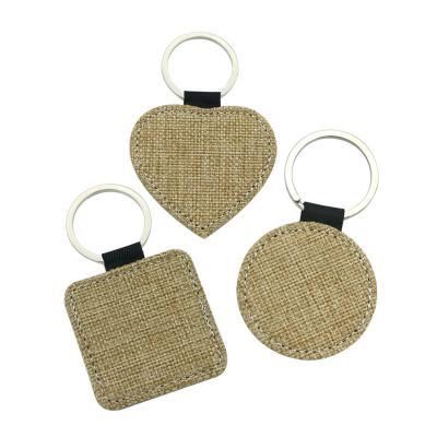 China Newcomer Sublimation Blank Textile Hessian Key Custom Made Connector Key Chain for sale