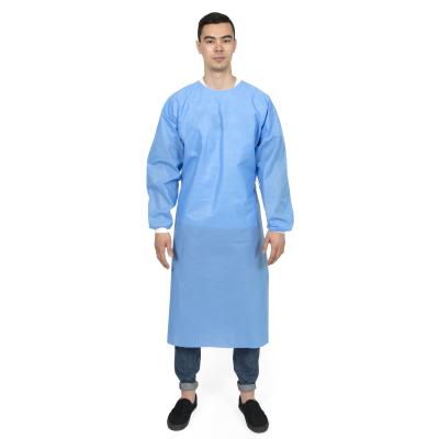 China CE ISO EN13795 Breathable Nonwoven Pulp Spunlance Surgical Gown Disposable EO Sterilized Medical Surgical Gown for sale