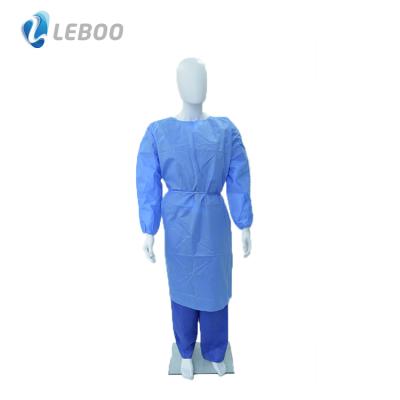 China Breathful Leboo Disposable Apparel SMS Isolation Gown With Elastic Cuffs for sale