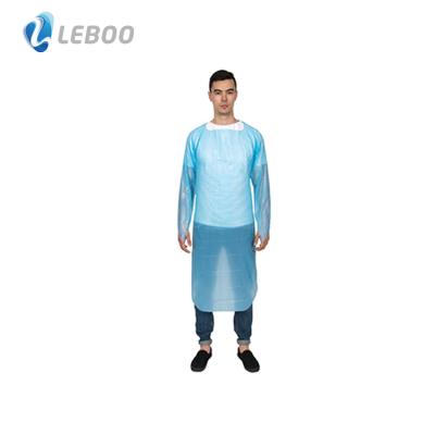 China Breathful Leboo Medical Disposable Medical Disposable CPE Apparel CE ISO CE Thumb Hook Gown Blue for sale