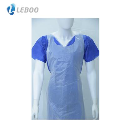 China CE Beverage / Food ISO Approved Food Contact Disposable Waterproof Protective PE White Apron for sale