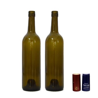 China Eco-friendly wholesale empty regular garrafa 75cl round shaped screw cap wine liquor bottle for sale