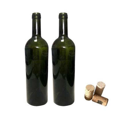 China Wholesale Beverage Most Popular Full Size Antique Green Red Wine 750ml Empty Bottle Glass for sale