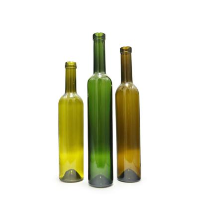 China Antique Green Beverage Cork Top Empty Ice Wine Fancy Shaped Glass Bottles For Liquor 500ml for sale