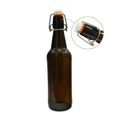 China Beverage Factory Supply 500ml Pull-Ring Cap Glass Bottle Amber Beer for sale