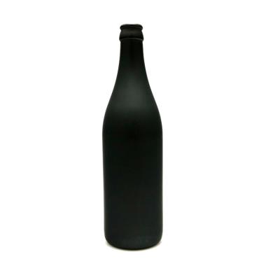 China 500ml Beverage Frosted Black Glass Beer Bottle for sale