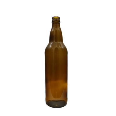 China Glass Recyclable Bottle 650ml Crown Cap Amber Beer Bottle For Beer for sale