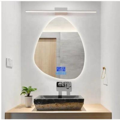 China Bright Modern Home Bathroom Designs Irregular Shape Led Infinity Mirror With Smart Touch Button for sale