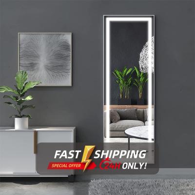 China Large Modern Home Hotel Floor Lighted Mirrors Led Mirror With Led Lights for sale