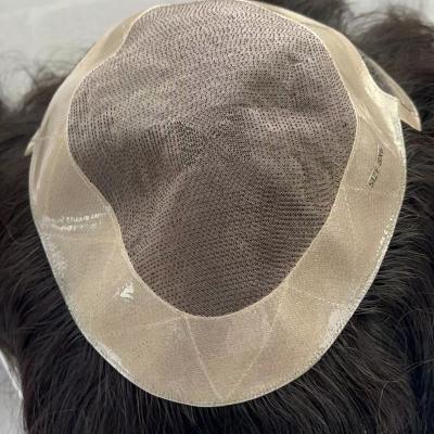 China Straight Men's toupee MONO base Breathable Men Wigs Natural Hairline Replacement System 100% human hair men's patch cheap price for sale