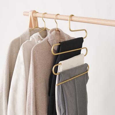 China No Rust Multi-layer Space Aluminum Alloy Trouser Clip Hanger Household Metal Drying Towel Pants Rack for sale