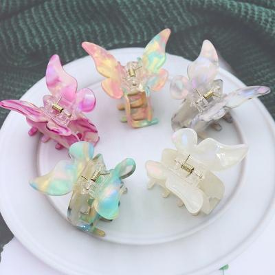 China 2021 New Design Acrylic+alloy Acetate Butterfly Hair Claw Clips Pretty For Women for sale