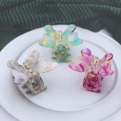 China High Quality Acrylic+alloy Fashion Butterfly Acetate Women Girls Hair Smooth Clear Small Claw Clips for sale