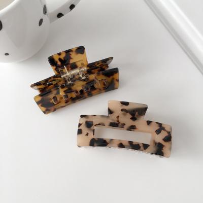 China French Design Tortoise Shell Acrylic Acetate Leopard Large Acrylic Hair Claw Clips For Women for sale