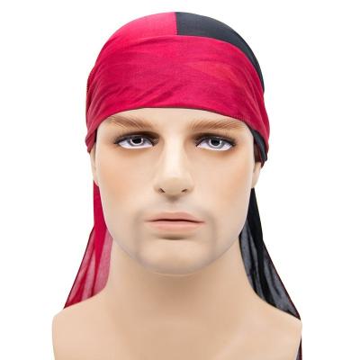 China Silk Satin Custom Assorted Colors Designer Headband Long Straps Silky Bandana Turban Durag for sale