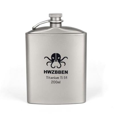 China Acid and alkali resistance; Biological friendly; HWZBBEN 200ML metal harmful free outdoor camping titanium round jug increasing bribe travel alcohol bottle for sale