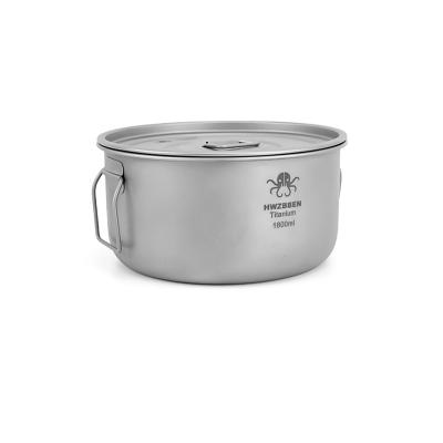 China Acid and alkali resistance; Biological friendly; Harmless Free Lightweight Outdoor Titanium Travel Camping Pot Set Portable Metal Cooking Pot HWZBBEN for sale