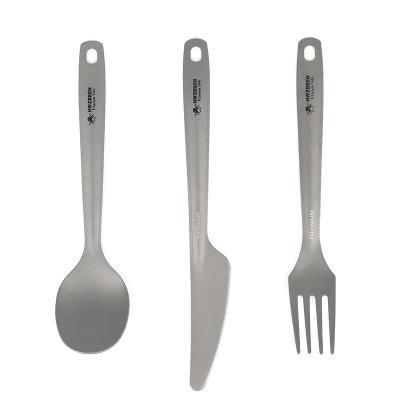 China Viable Outdoor Ti46 Camping Must Titanium Spoon Knife Fork Set Can Be Customized Logo Spoon Light Set for sale