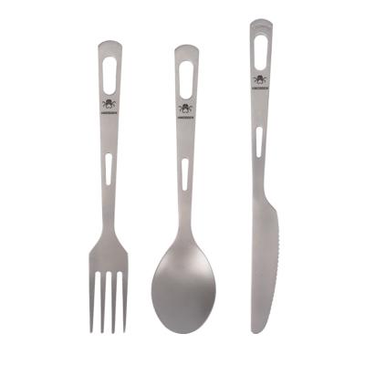 China HWZBBEN Durable Lightweight Outdoor Titanium Knife Spoon And Fork Camping Travel Cooking Cutlery Set for sale