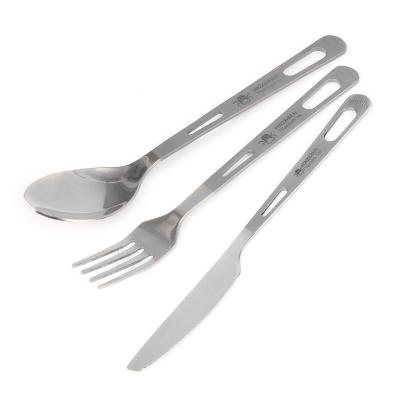 China HWZBBEN Sustainable Factory Camping Titanium Fork And Spoon Knife Set Custom Logo Outdoor Cutlery Rising Set for sale