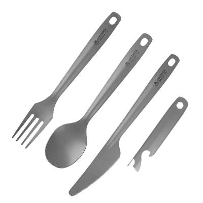 China HWZBBEN Sustainable Lightweight Utensil Set Pure Titanium Knife Fork Spoon 3 In 1 Camping Cutlery Set for sale