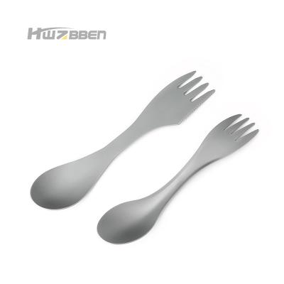 China HWZBBEN New Product 2022 New Product Outdoor Camping Spoon Cutlery Set Titanium Spoons And Fork Travel Sustainable for sale