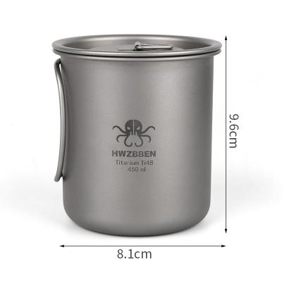 China HWZBBEN Outdoor Sustainable Folding Handle Travel Mug Camping Travel Mug Ultralight 450Ml Customized Titanium Mug for sale