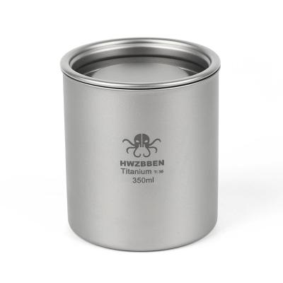 China HWZBEEN Durable Lightweight Outdoor Cooking Titanium Camping Mug Coffee Mug 350ml Travel Mug for sale