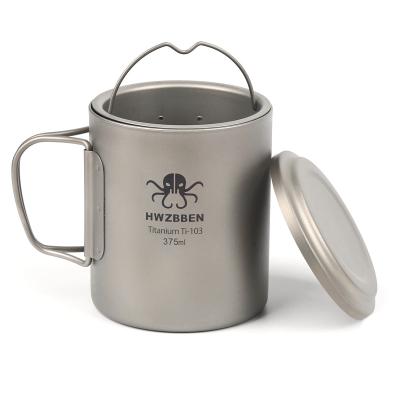 China HWZBBEN Travel Portable Titanium Tea Cup Viable Camping Light Increasing Hunting Tea Set for sale