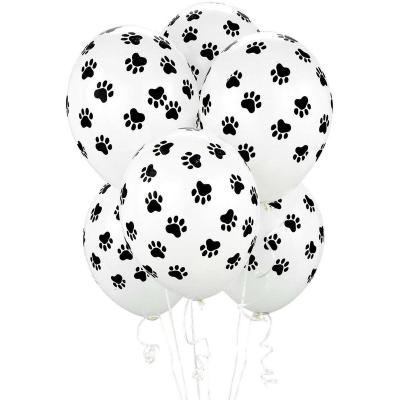 China Pet Party 12 Inch White Latex Air Balloon Dog Paw Latex Balloons For Pet Happy Birthday Party Decoration Puppy Footprints for sale