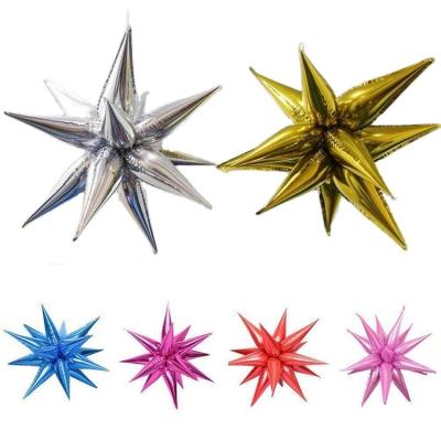 China Toy Hot Selling Helium Star Foil Balloon Star Foil Big Globos Gift Colorful Silver Balloon Explosion 12 Point Star Balloon for sale