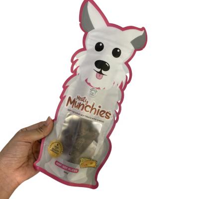 China Custom Printed Matte Moisture Proof / Frosted Doypack Stand Up Bag Zip Lock Resealable Packaging Pets Treat Dog Food Bag With Clear Window for sale