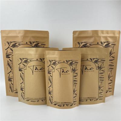 China Brown Kraft Biodegradable Biodegradable Paper Bags Stand Up Zipper Candy Pouch Smell Proof Coffee Tea Sprinkle Dried Fruit Pouches for sale