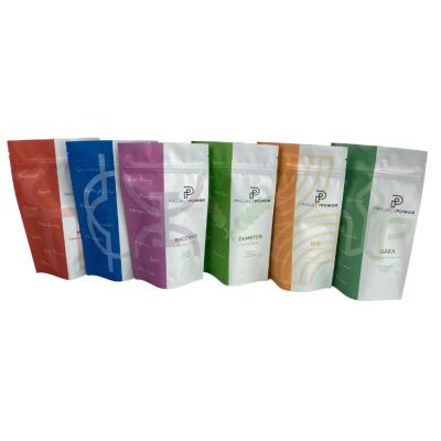 China Moisture Proof Stand Up Bag Whey Protein Powder Packing Hot Seal Aluminum Foil Bag With Zipper Flip Powder Plastic Ziplock Bags for sale