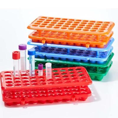 China Lab Multi Function PP Centrifuge Tube Rack 50 holes*18mm Plastic Test Tube Rack Silicone Circlip for sale