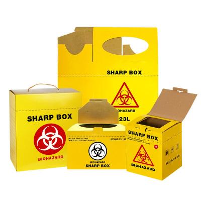 China 5L 10L Hospital Medical Cardboard Paper Sharps Container Safety Waste Box Biohazard Infectious Corrugated Material for sale