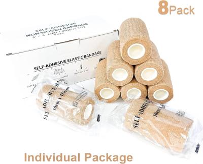 China Beige-Self Adhesive Cohesive Bandage Wrap, Self Adherant Non-Woven Wrap Rolls, Atheletic Tape For Wrist, Ankle, Hand for sale