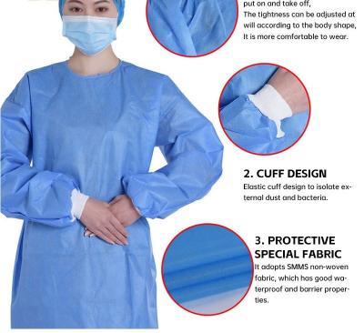 China Blue Color Disposable Non Woven Medical SMS Sterile Surgical Isolation Gown Medical Materials & Accessories for sale