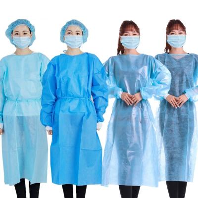 China 100% non woven gown, Cotton Surgical Gown Washable Reusable Gown With Long Sleeve Elastic Cuff Unisex Cotton OEM Style for sale