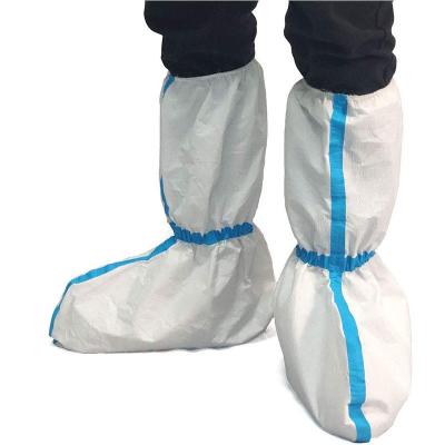 China Medical Shoe Cover Anti Slip Non Woven PP+PE Waterproof Long Shoe Covers Disposable Medical Isolation PE Boot Covers for sale