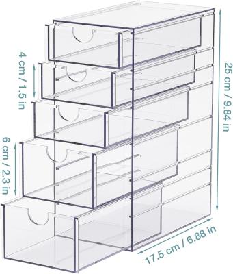 China Clear Containers For Hair Accessory Organizing, Plastic Hair Accessory Organizer Box With 5 Drawers, Hair Accessory for sale