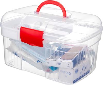 China Clear First Aid Kit Container, Travel Medicine Storage Box With Tray First Aid Kit Container, Clear Organizer Box for sale