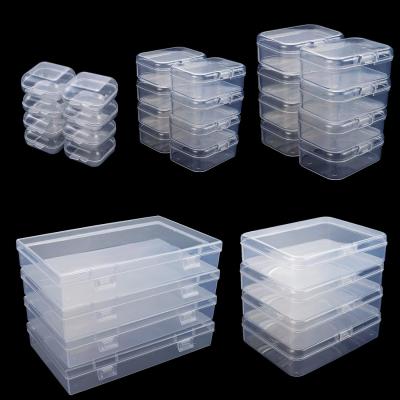 China Rectangular Empty Mini Clear Plastic Organizer Storage Box Containers With Hinged Lids For Small Items Craft Box for sale