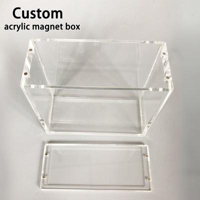 China Acrylic Box Custom Clear Plexiglass Acrylic Display 5side Box Sliding Lid Poke Poking Mon Card Booster Display for sale