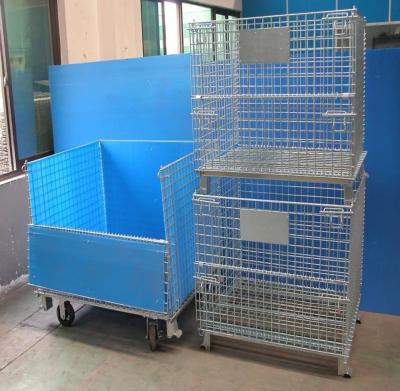 China Heavy Foldable Mesh Palet Steel Storage Cages Folding Lockable Storage Cages Draadmaas Container voor opslag systeem Te koop