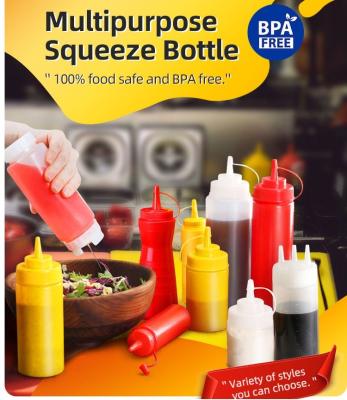 China 24oz Dessert Tools Condiment Sauce Bottle With Lids Plastic Squeeze Sauce Bottle Squirt Bottles for Liquids for sale