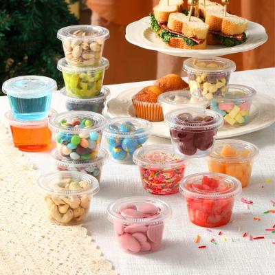 China Portion Cups With Lids, Small Plastic Containers with Lids, Airtight Stackable Souffle Cups, Jello Shot Cups, Sauce for sale