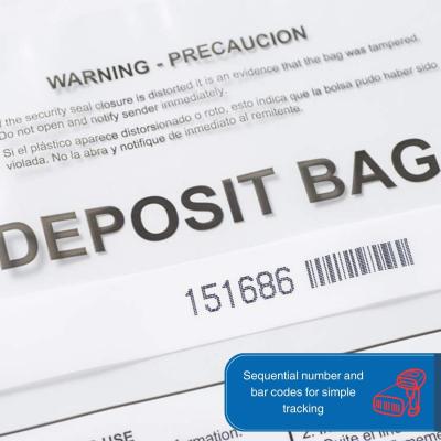 China Clear Deposit Bags, Tamper-Evident Bags, Security Bank Pocket, Transportation | Sequential Barcodes | Tamper-Evident for sale